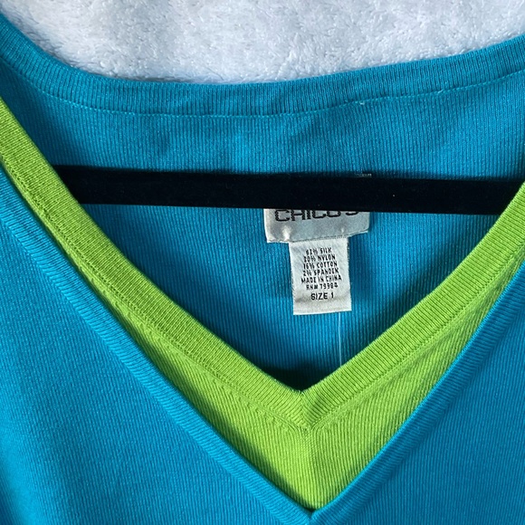 Chico’s Apparel Gemini Sleeveless Knit Tank Topaz/Zesty; NWT; M/8 - Picture 4 of 12